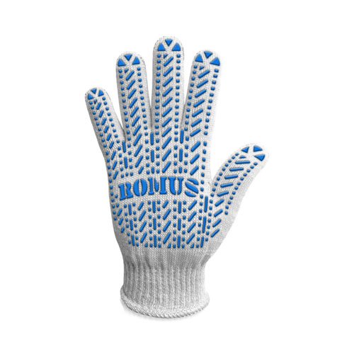 Рукавиці трикотажні з ПВХ вкрапленням Romus 5-нитка білі 8510R